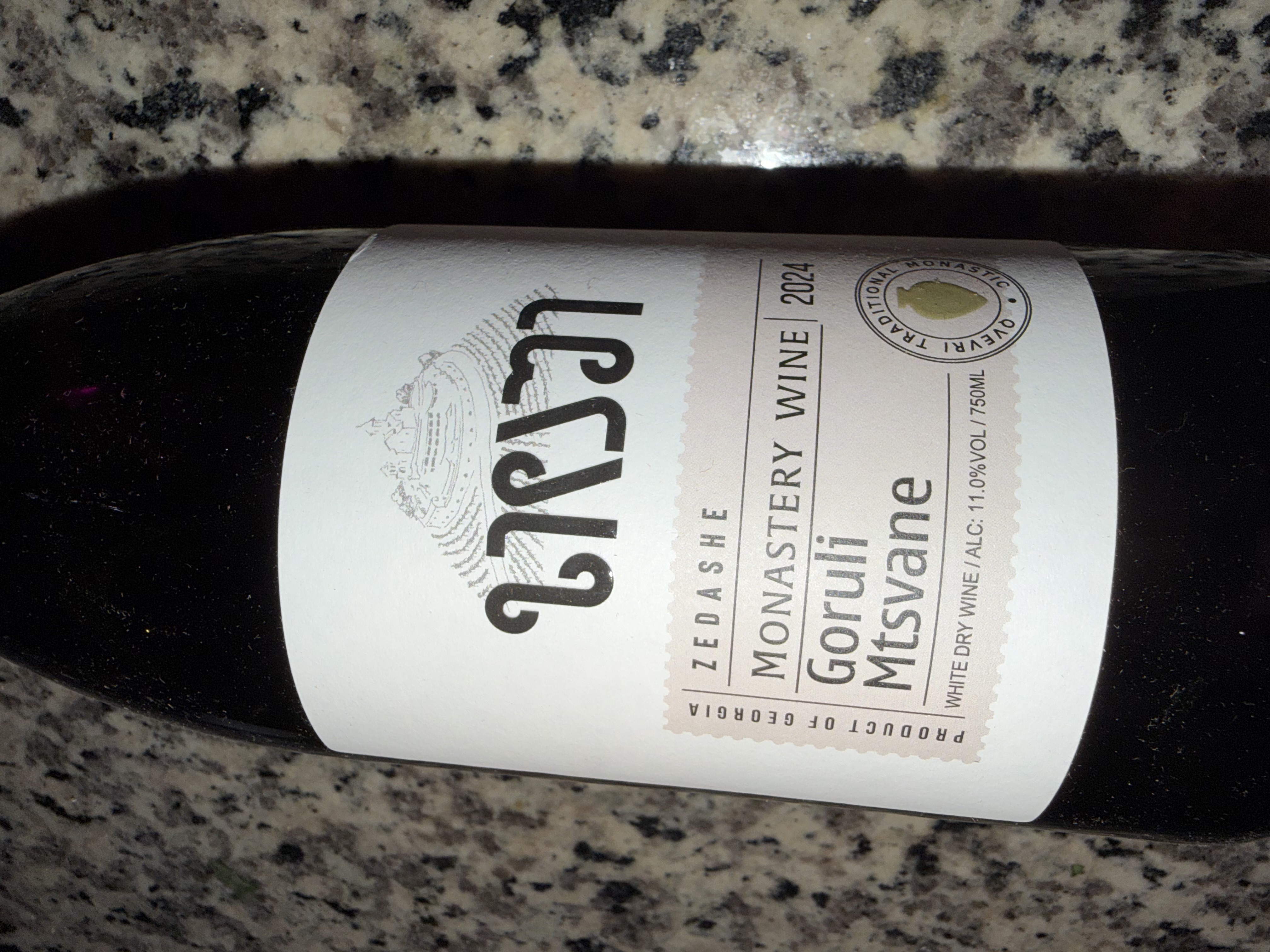 Bottle of Goruli Mtsvane by Zedashe Monastery