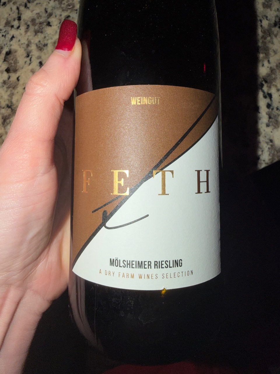 Bottle of Mölsheimer Riesling by Weingut Feth